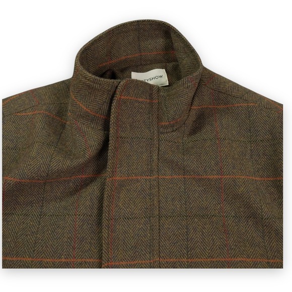 Beoty Show Herringbone Wool Tweed Jacket Mens Large Brown Field Coat British - Picture 2 of 11